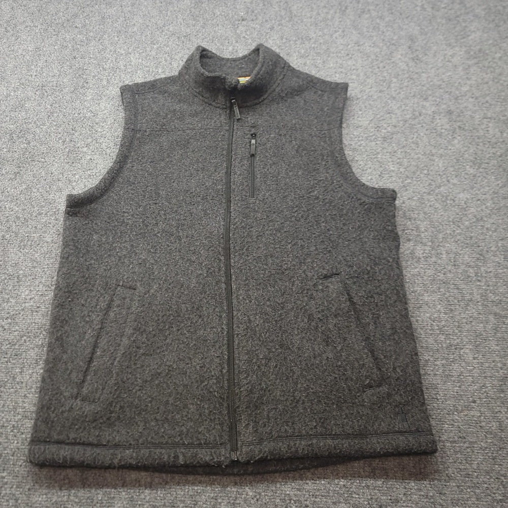 Smartwool Hudson Trail Fleece Vest Mens Large Charcoal Gray Full Zip SW016518